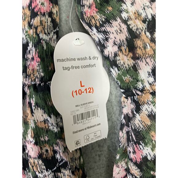 Wonder Nation Girls Floral Mini Dress Bell Sleeves Size L Multicolor NEW - Picture 3 of 12